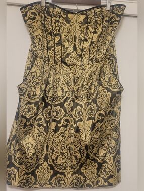 Torrid Strapless Dress Size 20 Gold Black Brocade Corset Bustier Mini